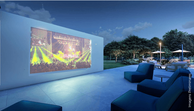 Cinema ao ar livre com projetor de alta resolução