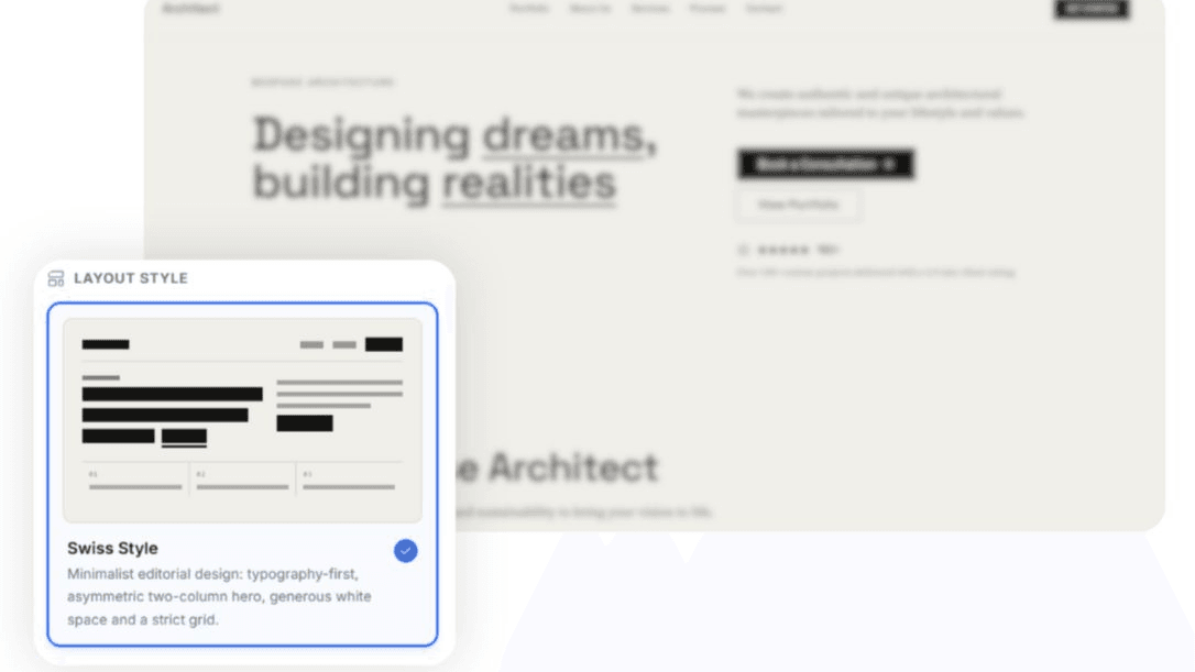 Design conceitual abstrato e limpo com geometria suave e iluminação minimalista realista